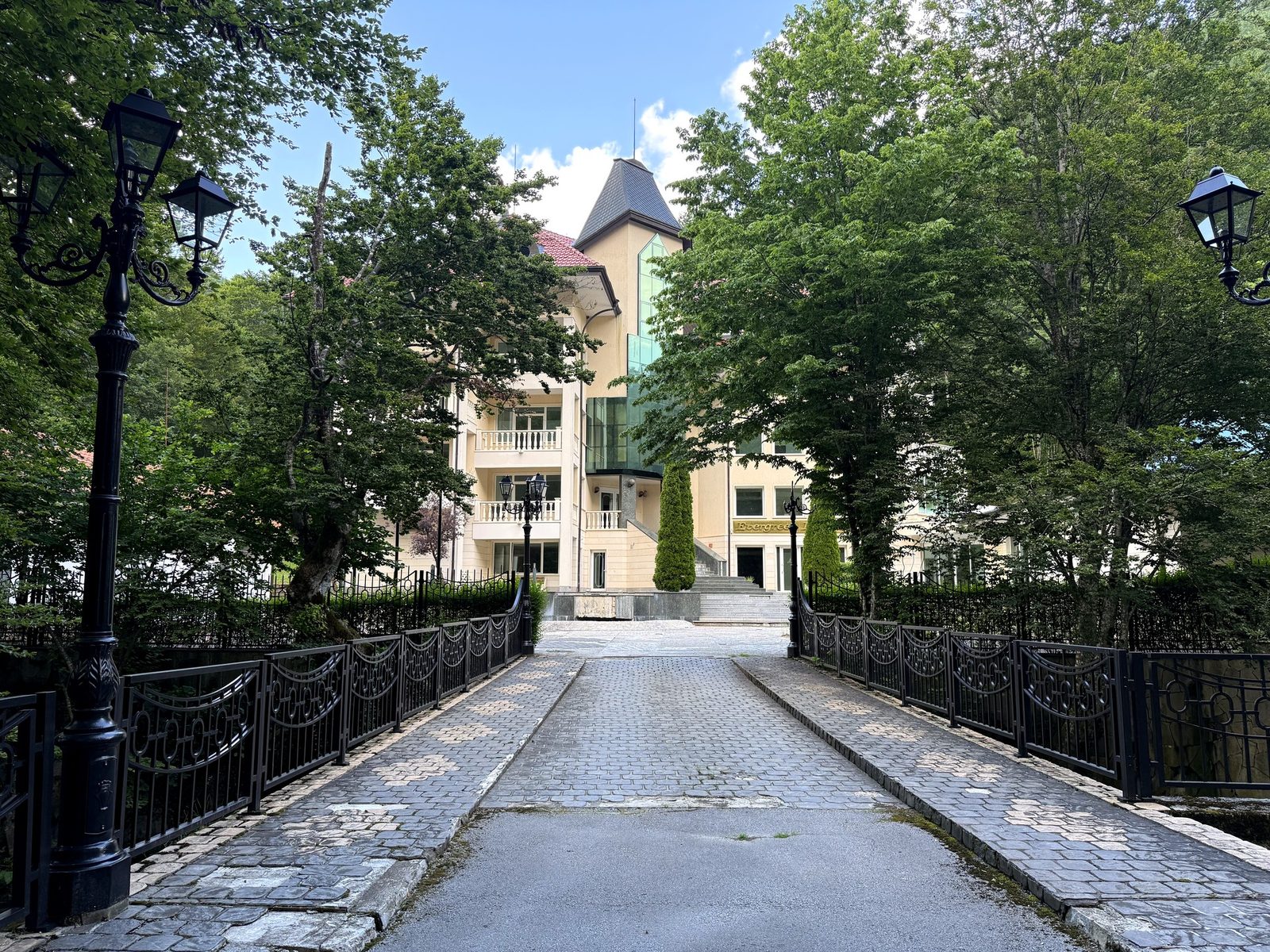Entrance driveway to the complex